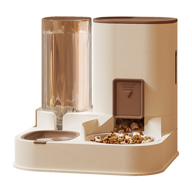 JH-C001 2 in 1 automatic pet feeder water dispenser, cat dog feeding station white background product photo