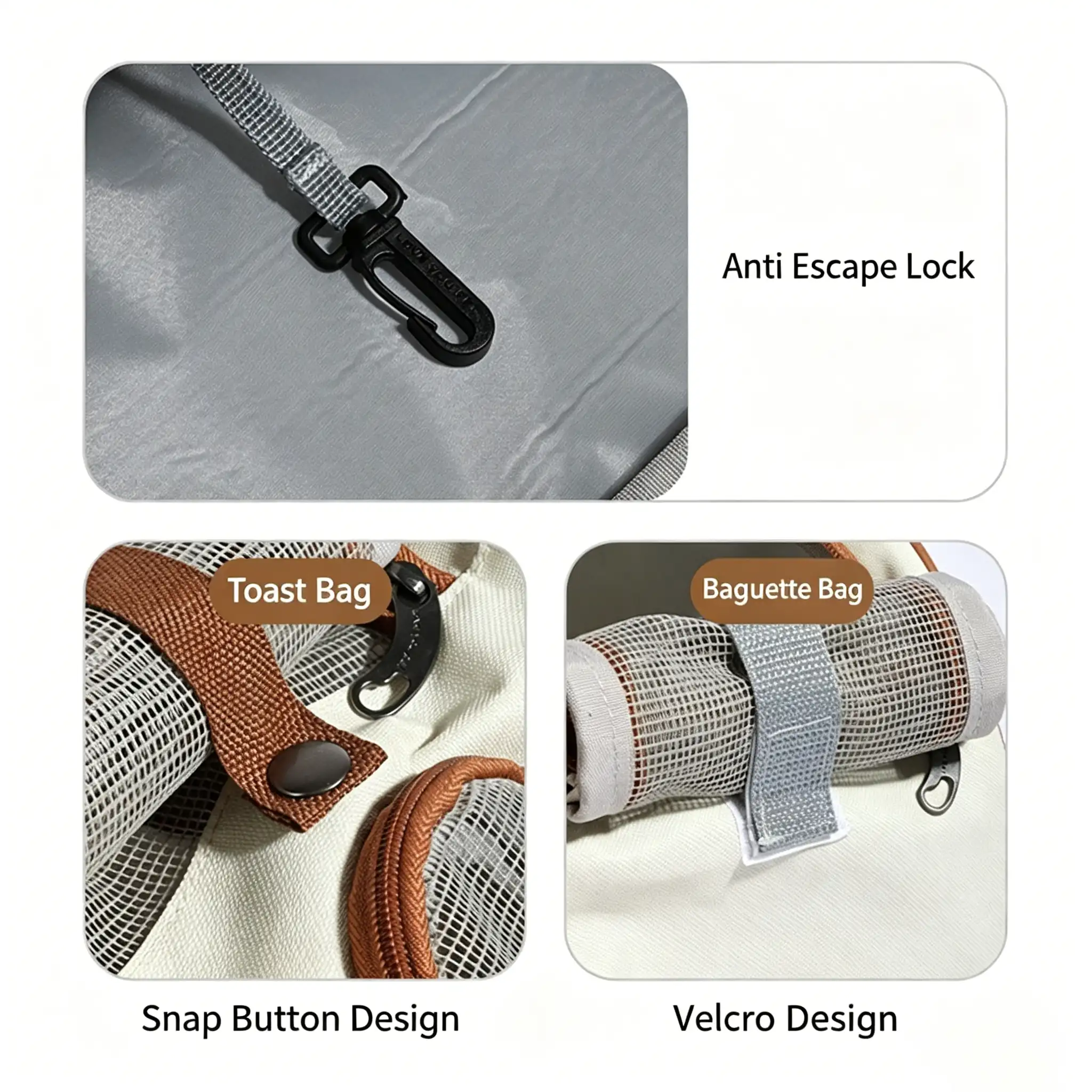 JH-C002 anti-escape lock buckle and two opening designs, adjustable shoulder strap accessory display