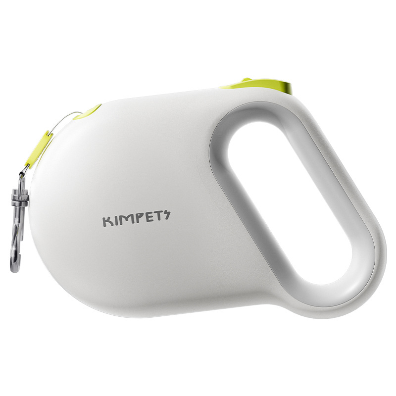 JH-D002 5m reflective retractable dog leash, white base main product photo on plain white background