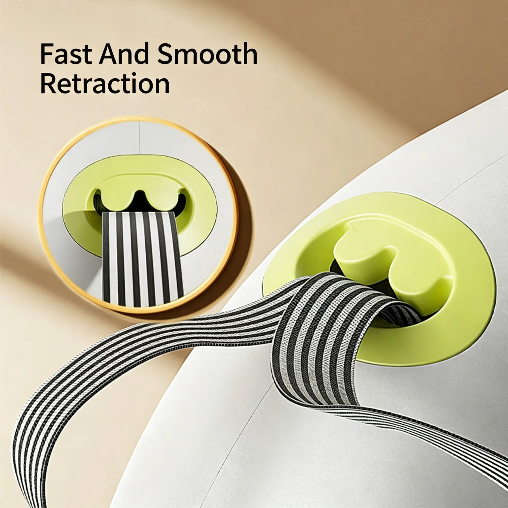 JH-D002 fast and smooth automatic retraction structure, reflective rope outlet close-up detail
