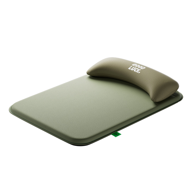 JH-D005 four season universal dog bed mat with headrest pillow, green version white background main product photo