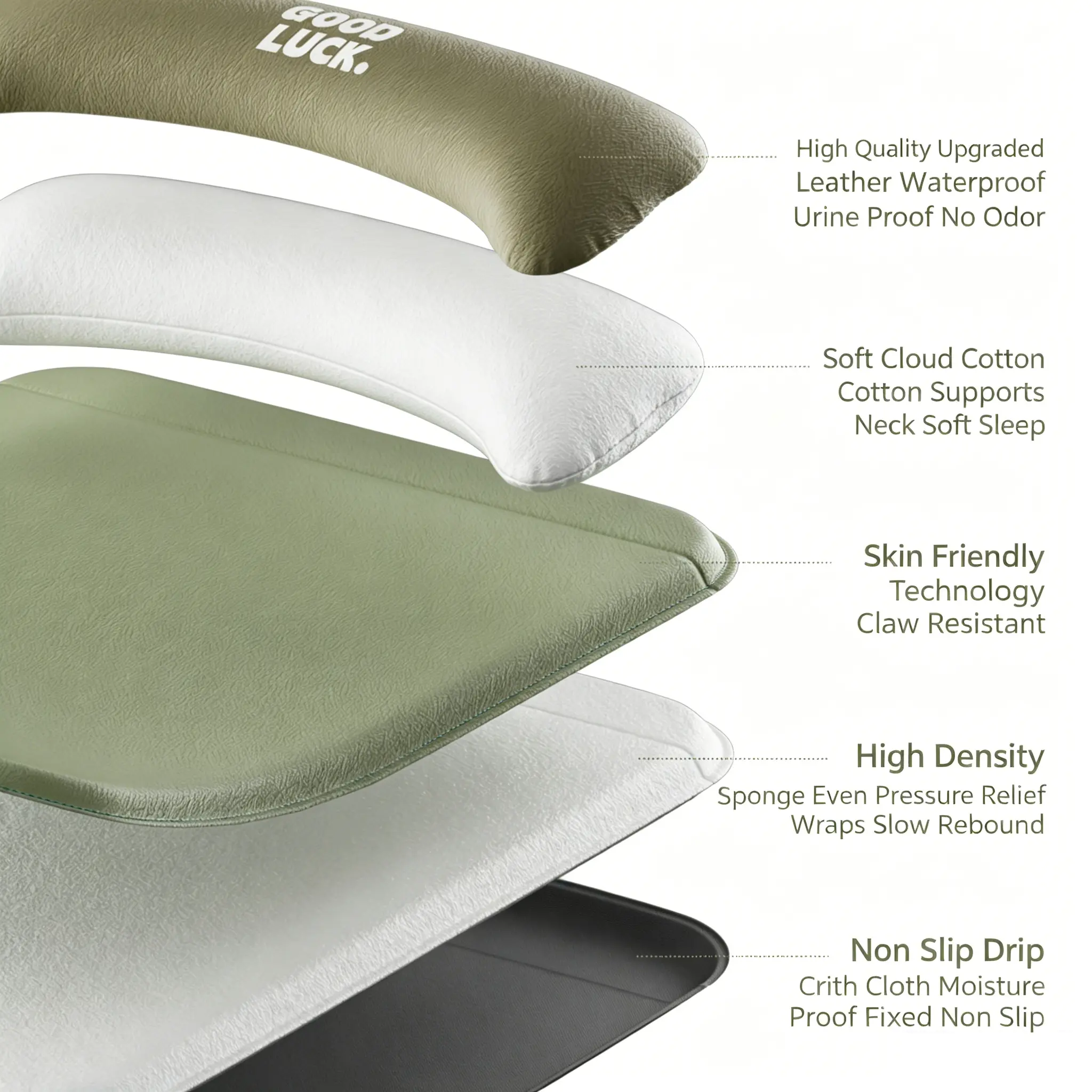 JH-D005 multi-layer material composition, waterproof leather surface soft cotton filling non slip bottom close-up