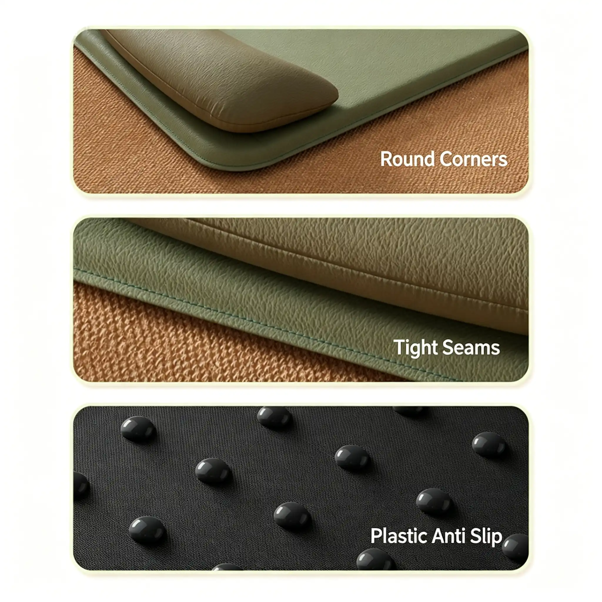 JH-D005 tight stitching rounded corners, plastic anti slip dot bottom wear resistant pet bed pad detail shot