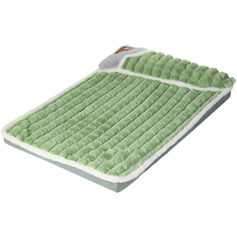 JH-D008 four season thickened warm pet sleeping mat, light green removable washable cushion white background main photo