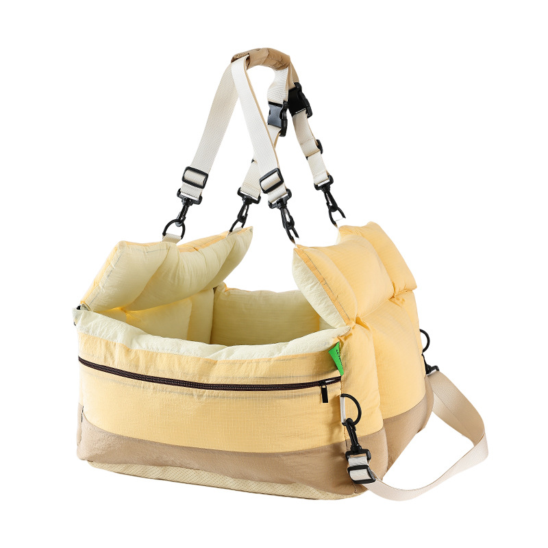 JH-D009 waterproof stain resistant pet car carrier bag, yellow patchwork style white background main product photo