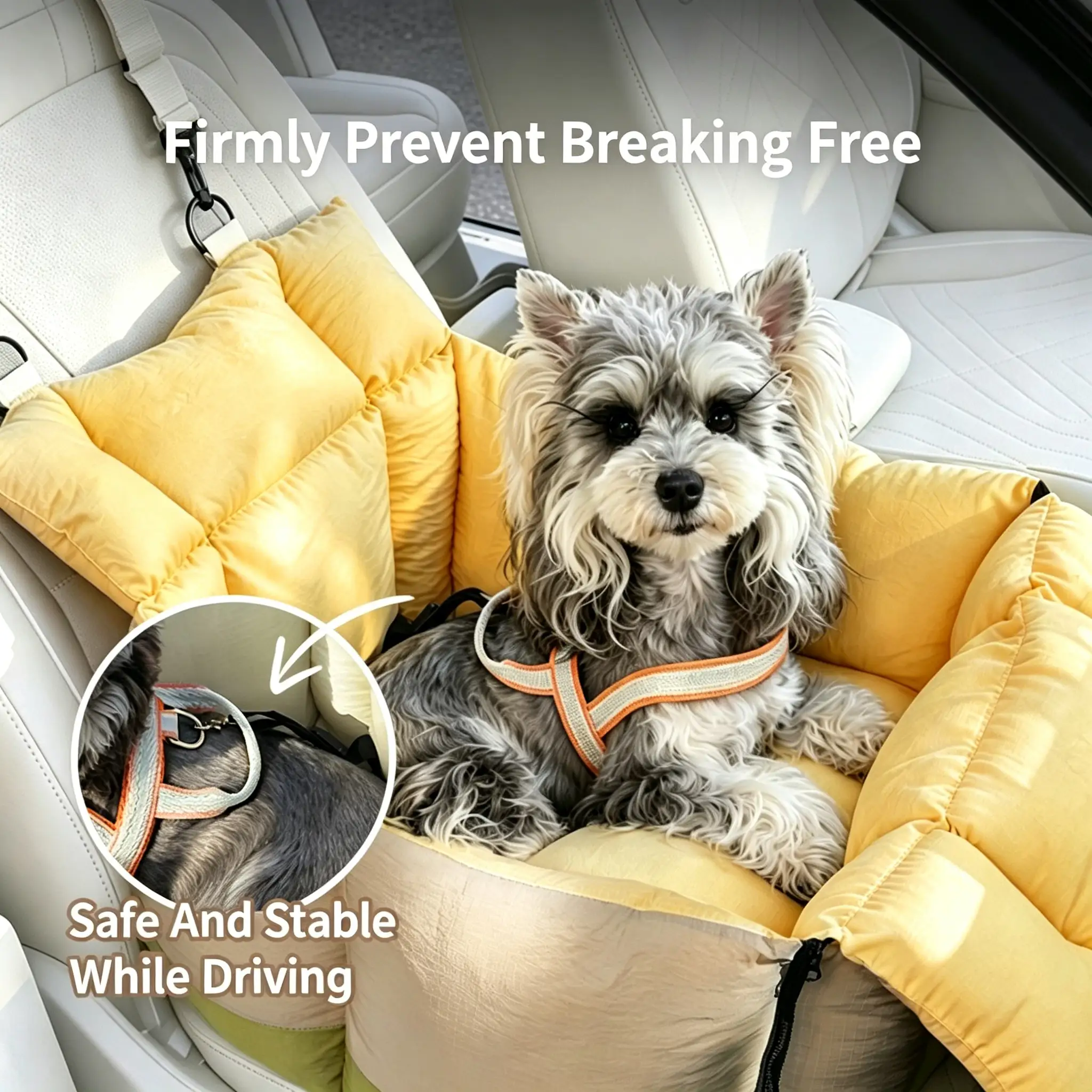 JH-D009 built-in safety tether prevents pet breaking free while driving, stable fixed structure close-up