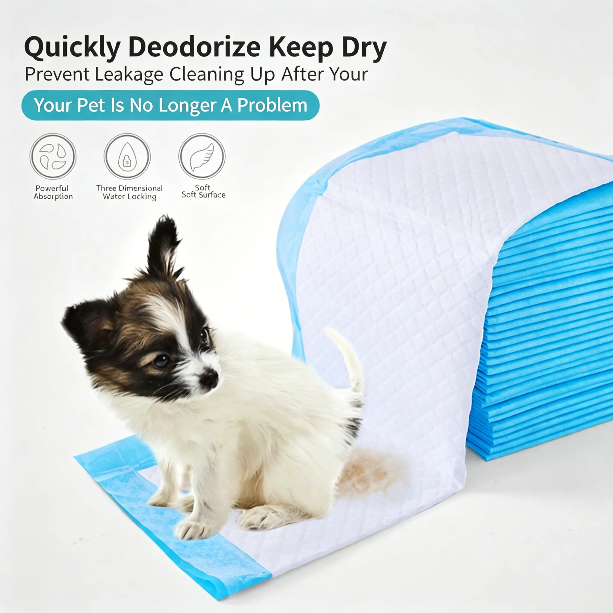 JH-S001 fast deodorization & keep dry pet pee pads, anti-leak easy clean disposable cat dog underpad