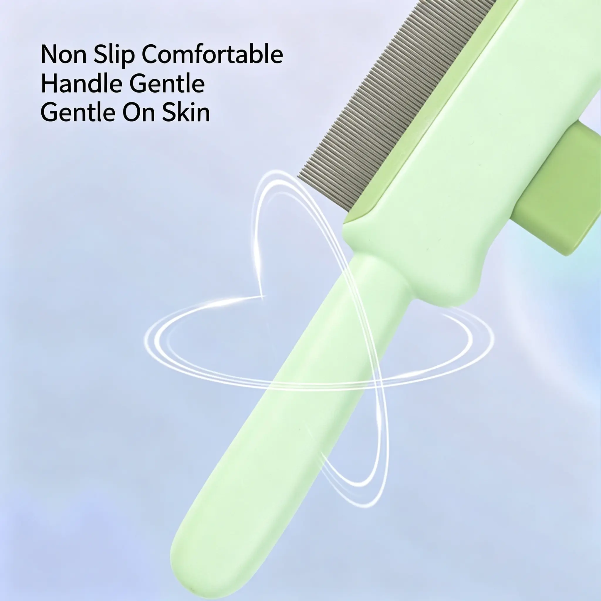 JH-S003 non slip ergonomic handle & gentle round needle teeth, skin friendly pet deshedding tool close-up