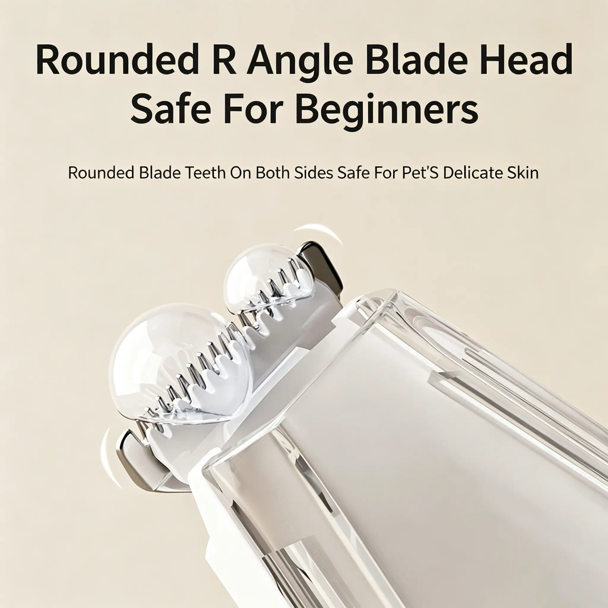 JH-S004 rounded R angle ceramic blade head, scratch-proof safe cutting teeth for beginner pet grooming close-up